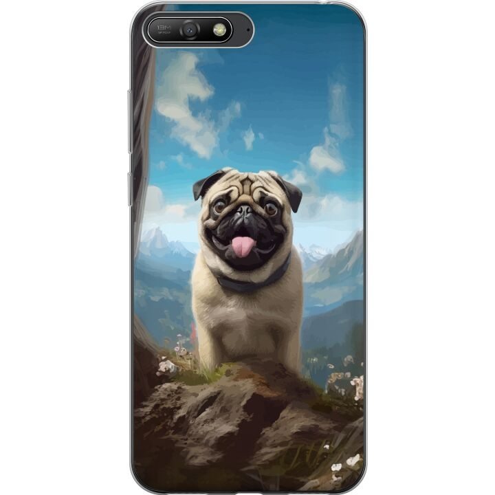 Mobile case for Huawei Y6 (2018) with Happy Dog design in the group SMARTPHONE & TABLETS / Phone cases / Huawei/Honor at TP E-commerce Nordic AB (A53769)