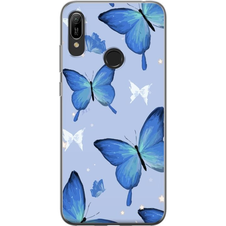 Mobile case for Huawei Y6 (2019) with Blue butterflies design in the group SMARTPHONE & TABLETS / Phone cases / Huawei/Honor at TP E-commerce Nordic AB (A53820)