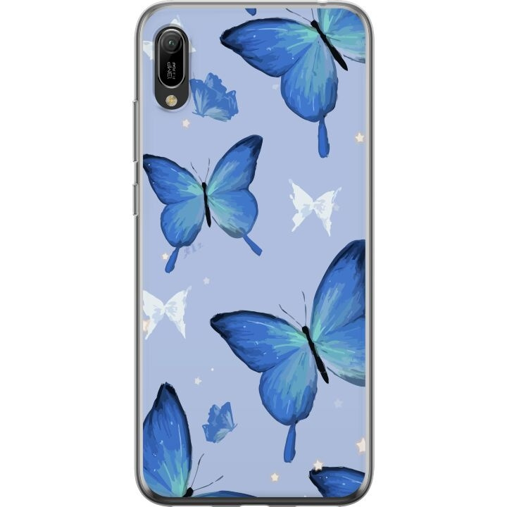 Mobile case for Huawei Y6 Pro (2019) with Blue butterflies design in the group SMARTPHONE & TABLETS / Phone cases / Huawei/Honor at TP E-commerce Nordic AB (A53872)