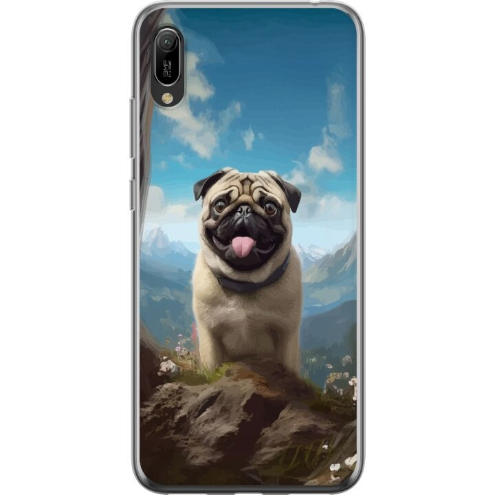 Mobile case for Huawei Y6 Pro (2019) with Happy Dog design in the group SMARTPHONE & TABLETS / Phone cases / Huawei/Honor at TP E-commerce Nordic AB (A53874)