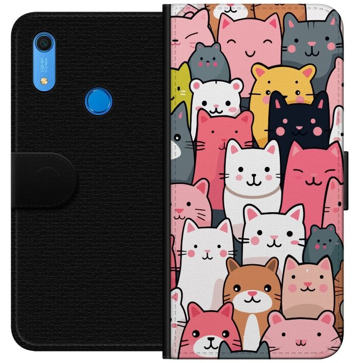 Wallet case for Huawei Y6s (2019) with Cat pattern design in the group SMARTPHONE & TABLETS / Phone cases / Huawei/Honor at TP E-commerce Nordic AB (A53890)