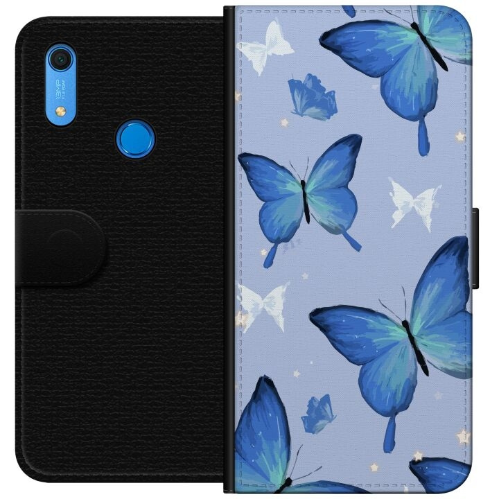 Wallet case for Huawei Y6s (2019) with Blue butterflies design in the group SMARTPHONE & TABLETS / Phone cases / Huawei/Honor at TP E-commerce Nordic AB (A53898)