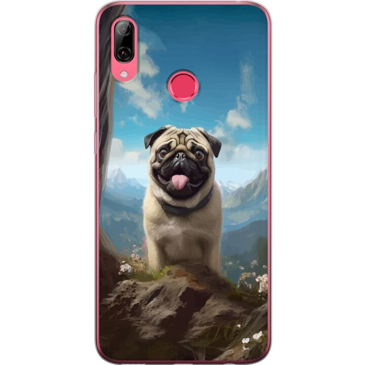 Mobile case for Huawei Y7 (2019) with Happy Dog design in the group SMARTPHONE & TABLETS / Phone cases / Huawei/Honor at TP E-commerce Nordic AB (A53954)