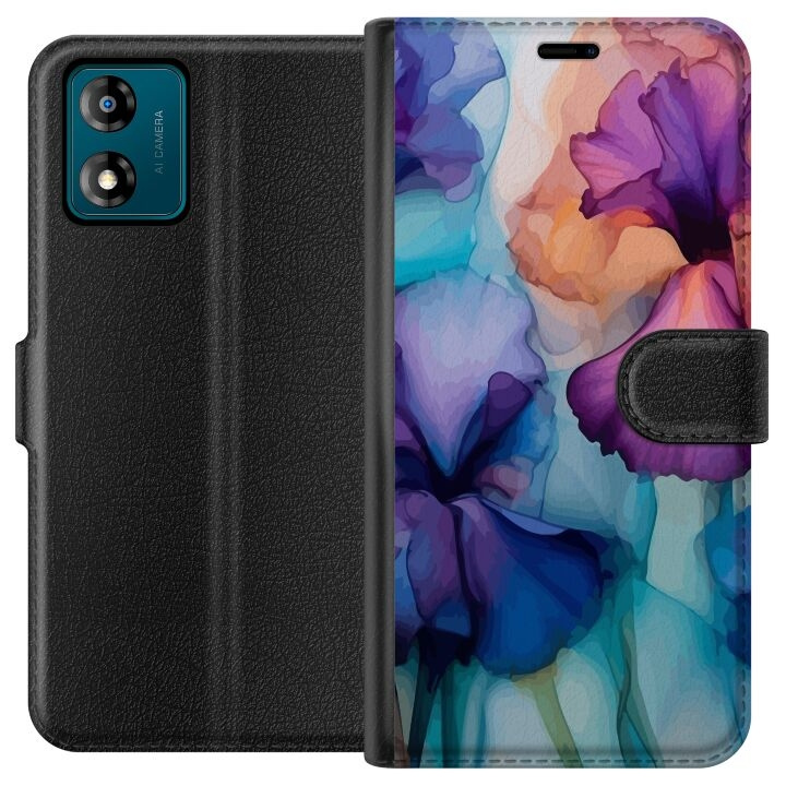 Wallet case for Motorola Moto E13 with Magical flowers design in the group SMARTPHONE & TABLETS / Phone cases / Motorola at TP E-commerce Nordic AB (A53966)