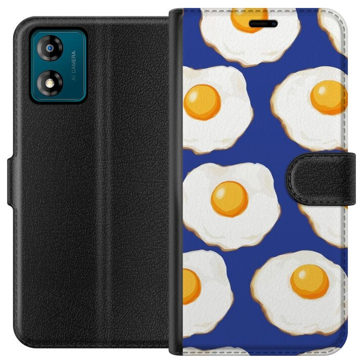 Wallet case for Motorola Moto E13 with Fried eggs design in the group SMARTPHONE & TABLETS / Phone cases / Motorola at TP E-commerce Nordic AB (A53969)