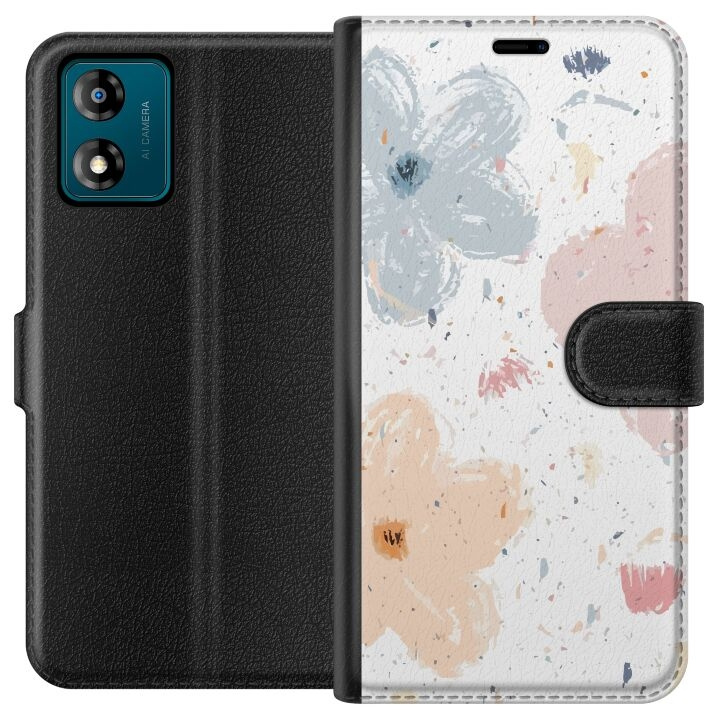 Wallet case for Motorola Moto E13 with Flowers design in the group SMARTPHONE & TABLETS / Phone cases / Motorola at TP E-commerce Nordic AB (A53975)