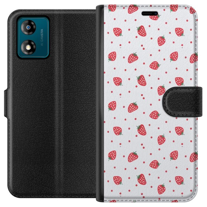 Wallet case for Motorola Moto E13 with Strawberries design in the group SMARTPHONE & TABLETS / Phone cases / Motorola at TP E-commerce Nordic AB (A53980)