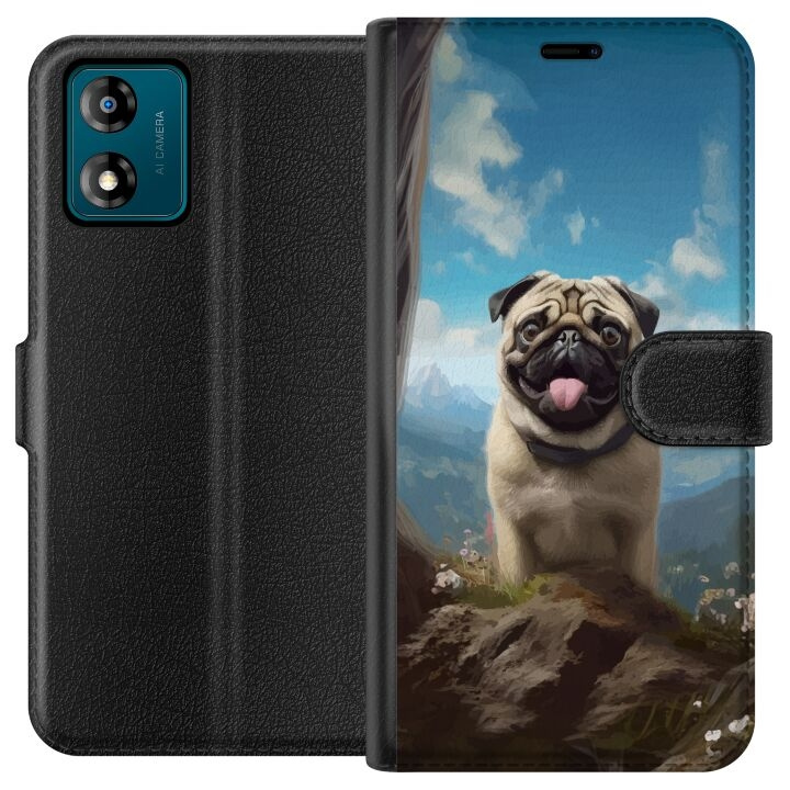 Wallet case for Motorola Moto E13 with Happy Dog design in the group SMARTPHONE & TABLETS / Phone cases / Motorola at TP E-commerce Nordic AB (A53981)