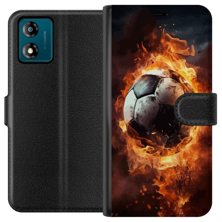 Wallet case for Motorola Moto E13 with Football design in the group SMARTPHONE & TABLETS / Phone cases / Motorola at TP E-commerce Nordic AB (A53984)