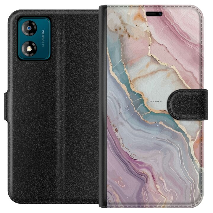 Wallet case for Motorola Moto E13 with Marble design in the group SMARTPHONE & TABLETS / Phone cases / Motorola at TP E-commerce Nordic AB (A53985)