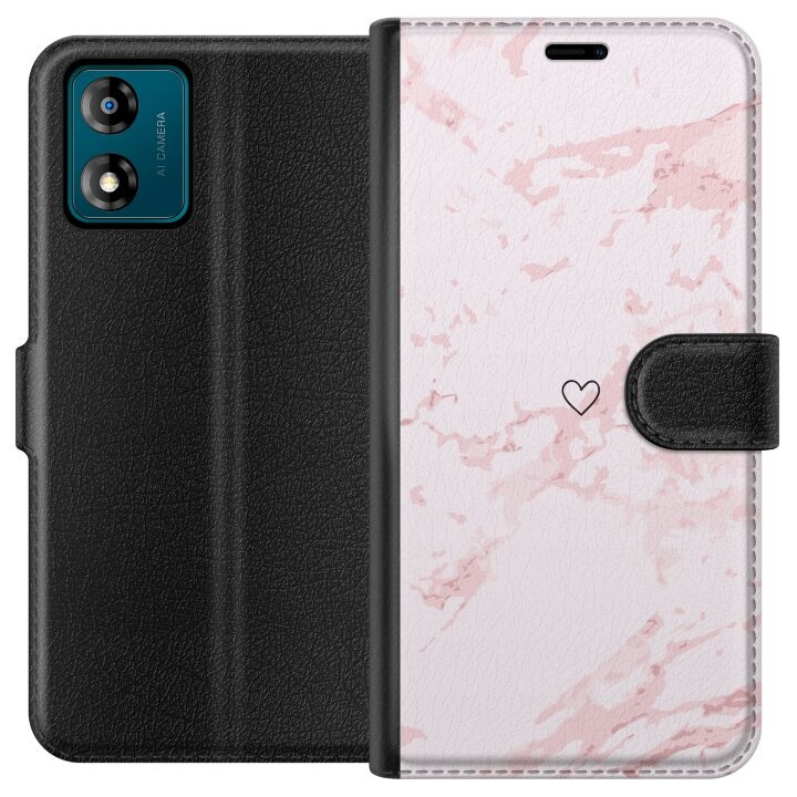 Wallet case for Motorola Moto E13 with Pink Heart design in the group SMARTPHONE & TABLETS / Phone cases / Motorola at TP E-commerce Nordic AB (A53986)