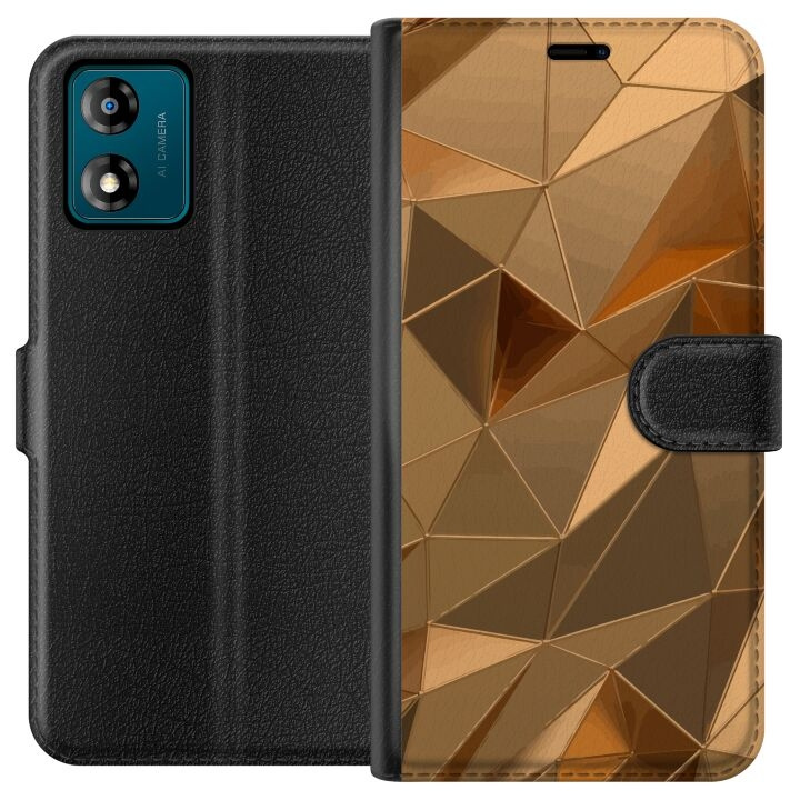 Wallet case for Motorola Moto E13 with 3D Gold design in the group SMARTPHONE & TABLETS / Phone cases / Motorola at TP E-commerce Nordic AB (A53987)