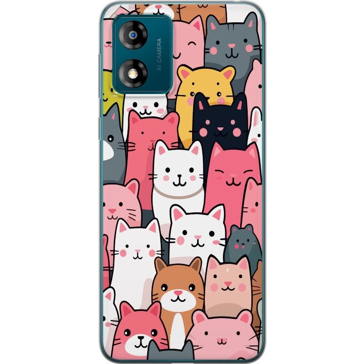 Mobile case for Motorola Moto E13 with Cat pattern design in the group SMARTPHONE & TABLETS / Phone cases / Motorola at TP E-commerce Nordic AB (A53998)