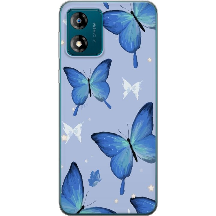 Mobile case for Motorola Moto E13 with Blue butterflies design in the group SMARTPHONE & TABLETS / Phone cases / Motorola at TP E-commerce Nordic AB (A54006)