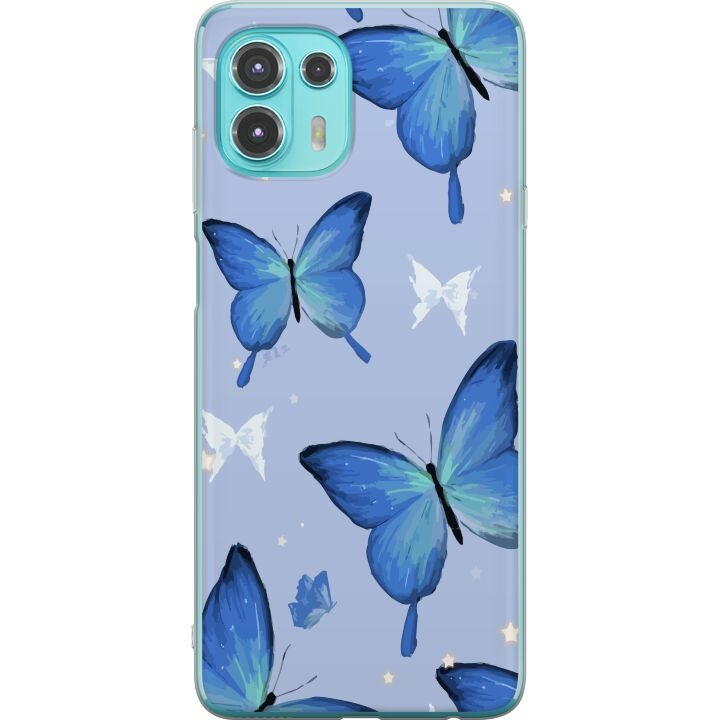 Mobile case for Motorola Edge 20 Lite with Blue butterflies design in the group SMARTPHONE & TABLETS / Phone cases / Motorola at TP E-commerce Nordic AB (A54033)