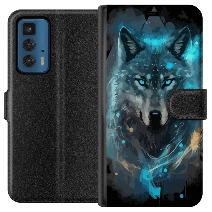 Wallet case for Motorola Edge 20 Pro with Wolf design in the group SMARTPHONE & TABLETS / Phone cases / Motorola at TP E-commerce Nordic AB (A54049)