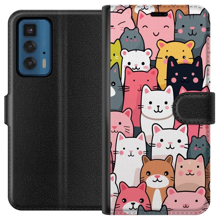 Wallet case for Motorola Edge 20 Pro with Cat pattern design in the group SMARTPHONE & TABLETS / Phone cases / Motorola at TP E-commerce Nordic AB (A54052)