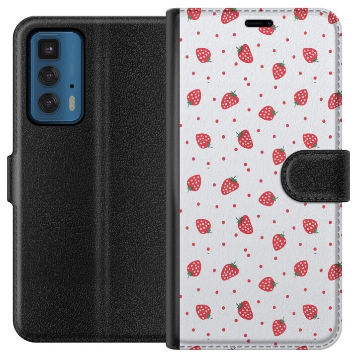 Wallet case for Motorola Edge 20 Pro with Strawberries design in the group SMARTPHONE & TABLETS / Phone cases / Motorola at TP E-commerce Nordic AB (A54061)