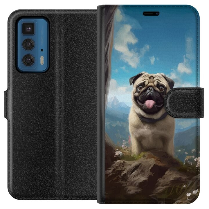 Wallet case for Motorola Edge 20 Pro with Happy Dog design in the group SMARTPHONE & TABLETS / Phone cases / Motorola at TP E-commerce Nordic AB (A54062)