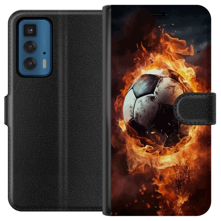 Wallet case for Motorola Edge 20 Pro with Football design in the group SMARTPHONE & TABLETS / Phone cases / Motorola at TP E-commerce Nordic AB (A54065)