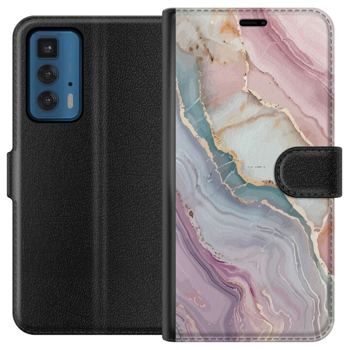 Wallet case for Motorola Edge 20 Pro with Marble design in the group SMARTPHONE & TABLETS / Phone cases / Motorola at TP E-commerce Nordic AB (A54066)