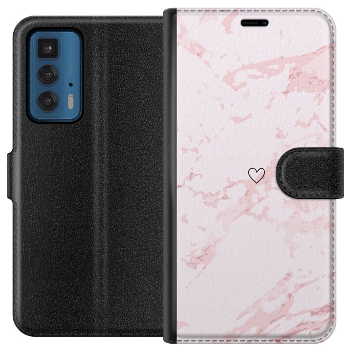 Wallet case for Motorola Edge 20 Pro with Pink Heart design in the group SMARTPHONE & TABLETS / Phone cases / Motorola at TP E-commerce Nordic AB (A54067)