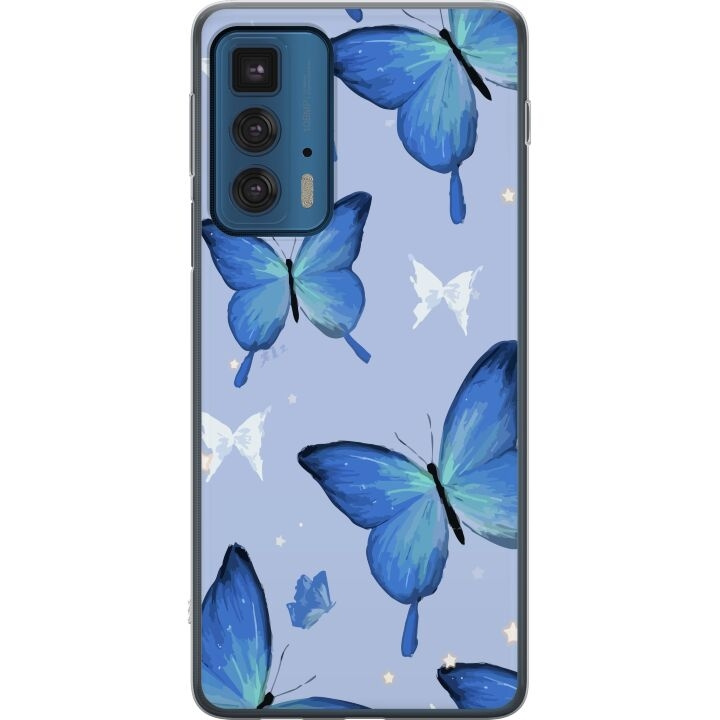 Mobile case for Motorola Edge 20 Pro with Blue butterflies design in the group SMARTPHONE & TABLETS / Phone cases / Motorola at TP E-commerce Nordic AB (A54087)