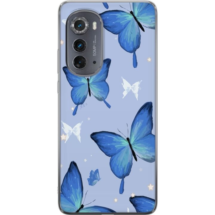 Mobile case for Motorola Edge (2022) with Blue butterflies design in the group SMARTPHONE & TABLETS / Phone cases / Motorola at TP E-commerce Nordic AB (A54114)