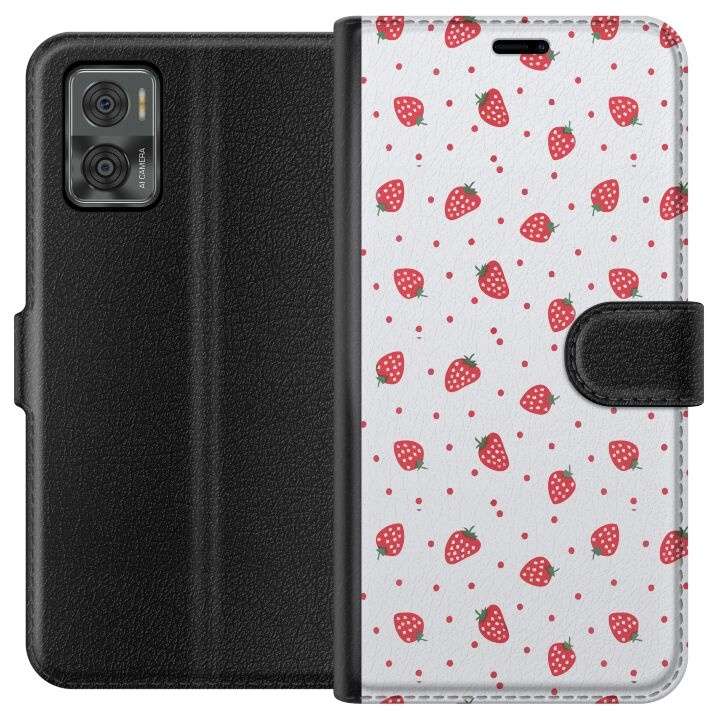 Wallet case for Motorola Moto E22i with Strawberries design in the group SMARTPHONE & TABLETS / Phone cases / Motorola at TP E-commerce Nordic AB (A54142)