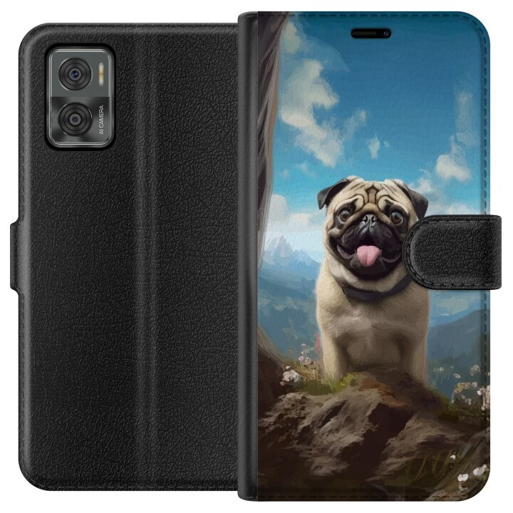 Wallet case for Motorola Moto E22i with Happy Dog design in the group SMARTPHONE & TABLETS / Phone cases / Motorola at TP E-commerce Nordic AB (A54143)