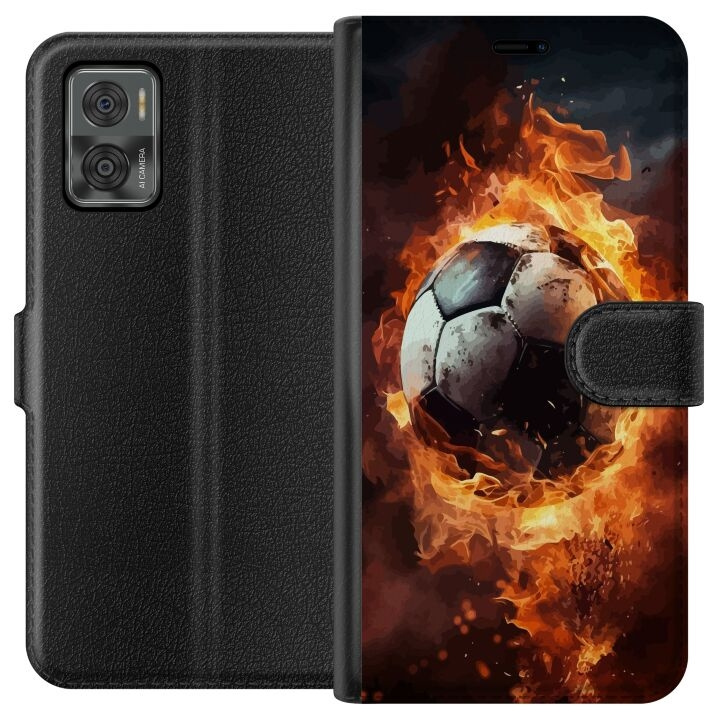 Wallet case for Motorola Moto E22i with Football design in the group SMARTPHONE & TABLETS / Phone cases / Motorola at TP E-commerce Nordic AB (A54146)