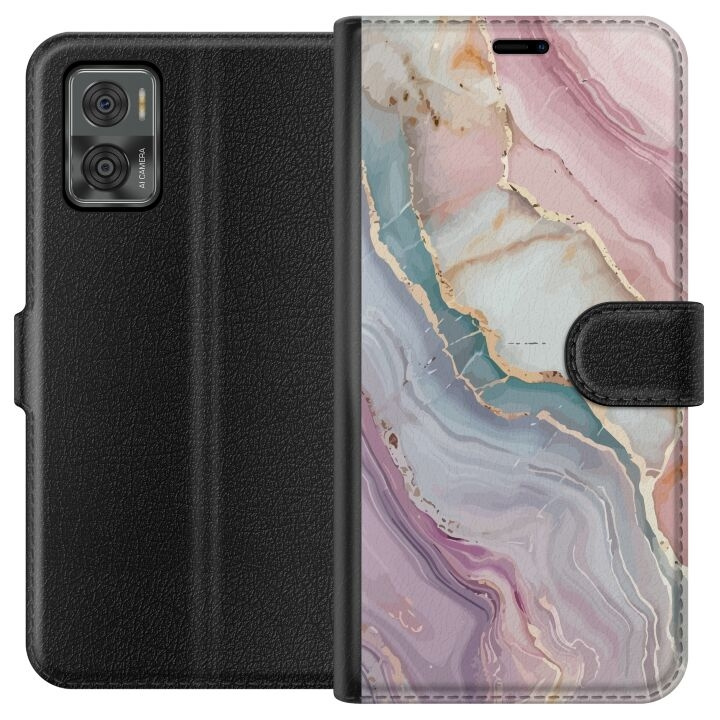 Wallet case for Motorola Moto E22i with Marble design in the group SMARTPHONE & TABLETS / Phone cases / Motorola at TP E-commerce Nordic AB (A54147)