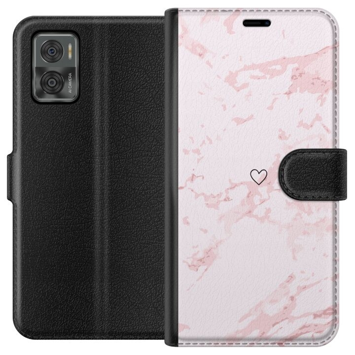 Wallet case for Motorola Moto E22i with Pink Heart design in the group SMARTPHONE & TABLETS / Phone cases / Motorola at TP E-commerce Nordic AB (A54148)