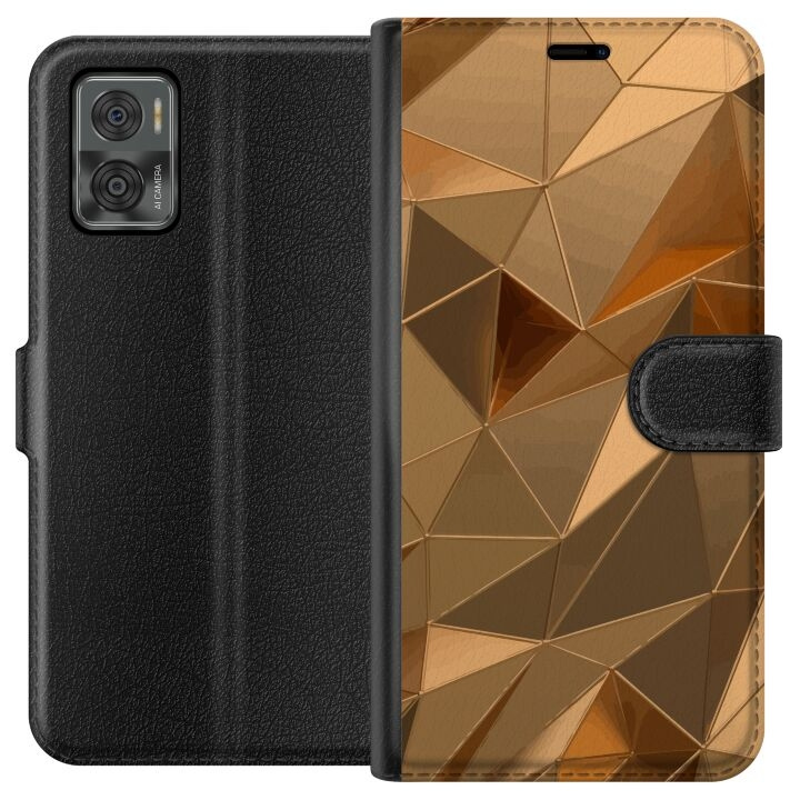 Wallet case for Motorola Moto E22i with 3D Gold design in the group SMARTPHONE & TABLETS / Phone cases / Motorola at TP E-commerce Nordic AB (A54149)