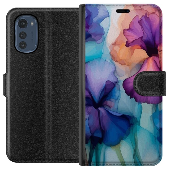 Wallet case for Motorola Moto E32s with Magical flowers design in the group SMARTPHONE & TABLETS / Phone cases / Motorola at TP E-commerce Nordic AB (A54236)