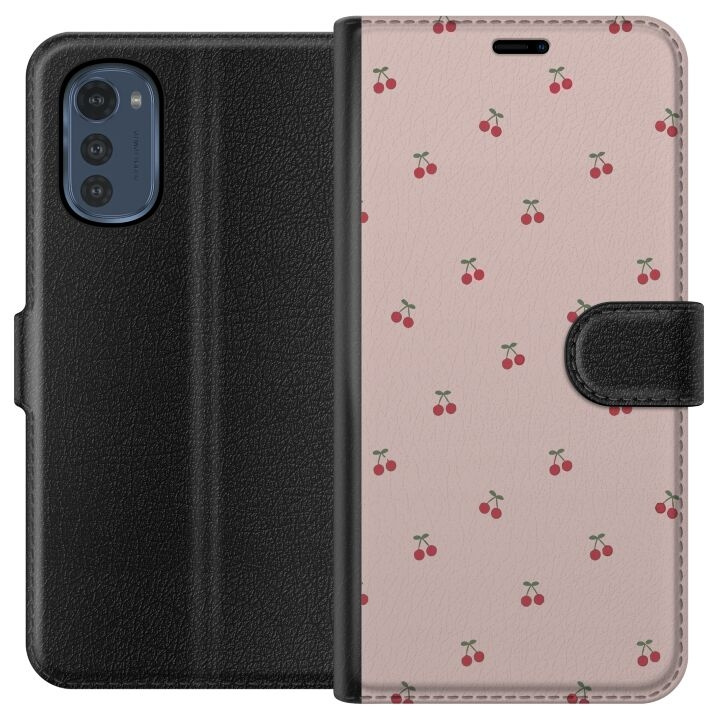 Wallet case for Motorola Moto E32s with Cherry design in the group SMARTPHONE & TABLETS / Phone cases / Motorola at TP E-commerce Nordic AB (A54240)