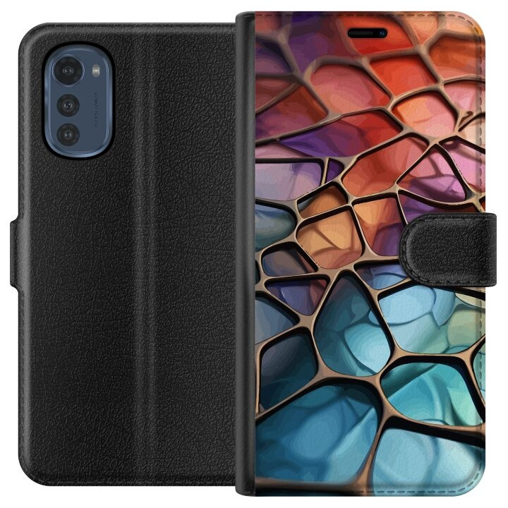 Wallet case for Motorola Moto E32s with Metallic pattern design in the group SMARTPHONE & TABLETS / Phone cases / Motorola at TP E-commerce Nordic AB (A54243)