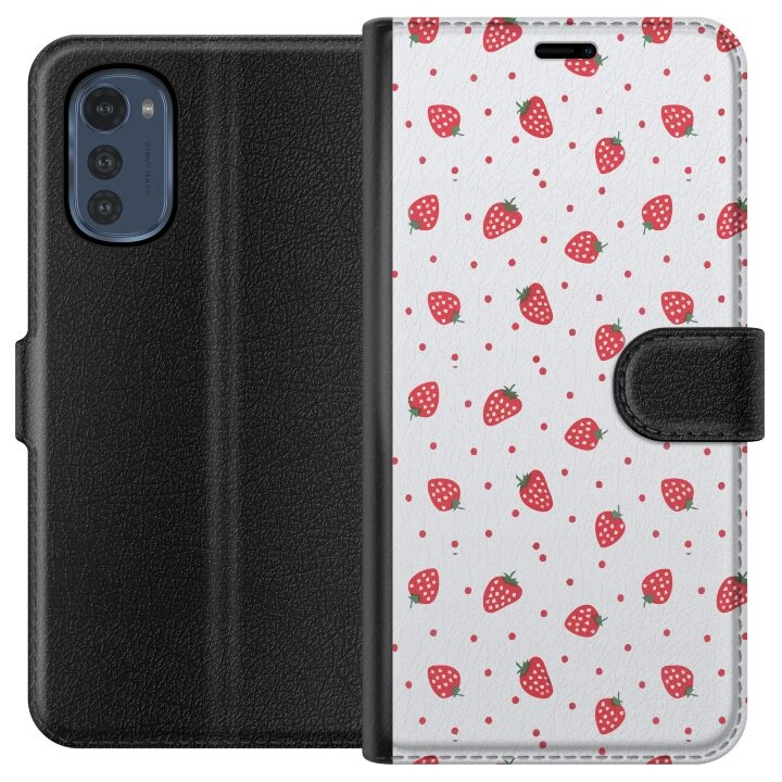 Wallet case for Motorola Moto E32s with Strawberries design in the group SMARTPHONE & TABLETS / Phone cases / Motorola at TP E-commerce Nordic AB (A54250)