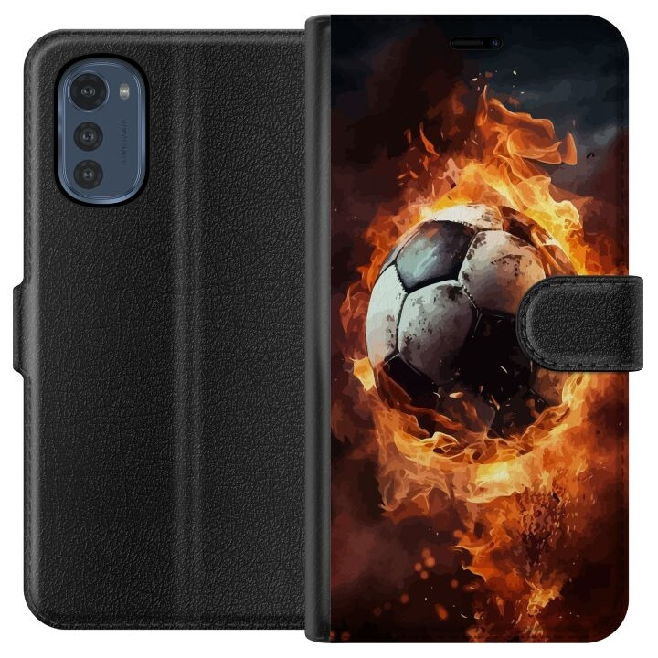 Wallet case for Motorola Moto E32s with Football design in the group SMARTPHONE & TABLETS / Phone cases / Motorola at TP E-commerce Nordic AB (A54254)