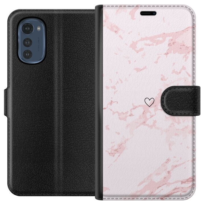 Wallet case for Motorola Moto E32s with Pink Heart design in the group SMARTPHONE & TABLETS / Phone cases / Motorola at TP E-commerce Nordic AB (A54256)