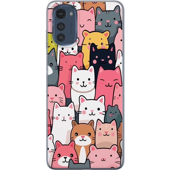 Mobile case for Motorola Moto E32s with Cat pattern design in the group SMARTPHONE & TABLETS / Phone cases / Motorola at TP E-commerce Nordic AB (A54268)