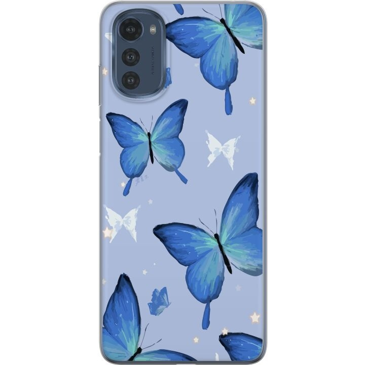 Mobile case for Motorola Moto E32s with Blue butterflies design in the group SMARTPHONE & TABLETS / Phone cases / Motorola at TP E-commerce Nordic AB (A54276)