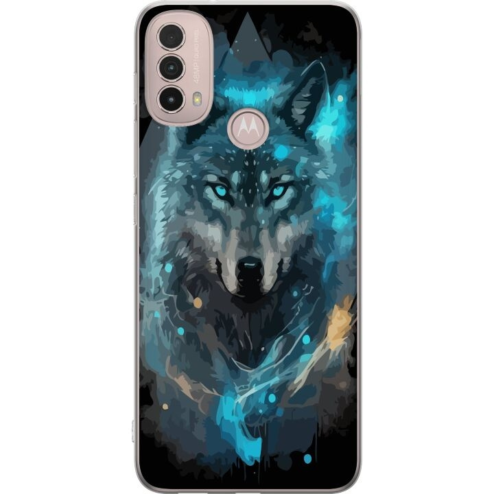 Mobile case for Motorola Moto E40 with Wolf design in the group SMARTPHONE & TABLETS / Phone cases / Motorola at TP E-commerce Nordic AB (A54292)