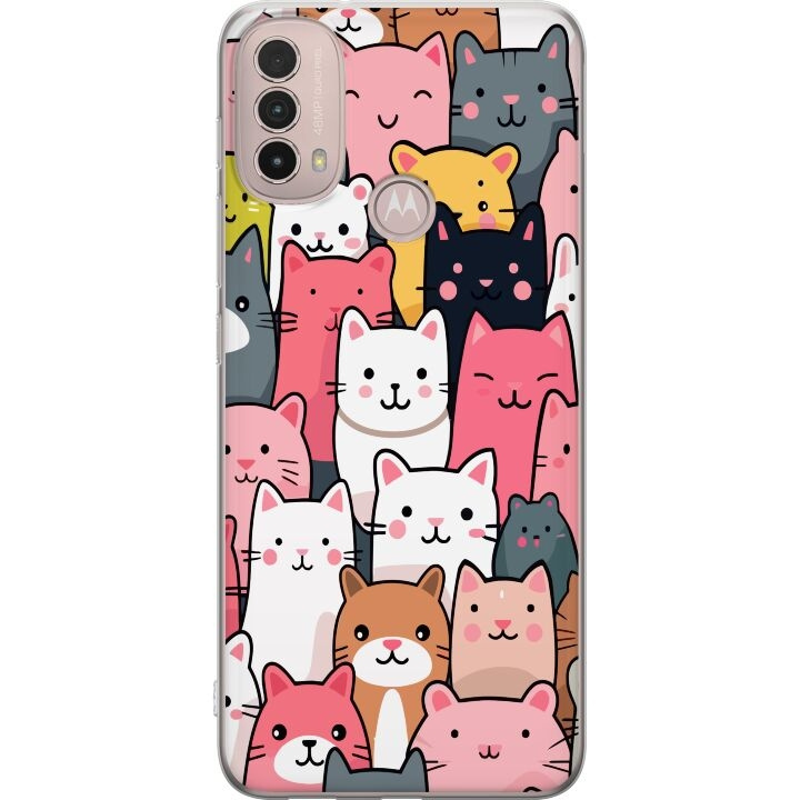 Mobile case for Motorola Moto E40 with Cat pattern design in the group SMARTPHONE & TABLETS / Phone cases / Motorola at TP E-commerce Nordic AB (A54295)