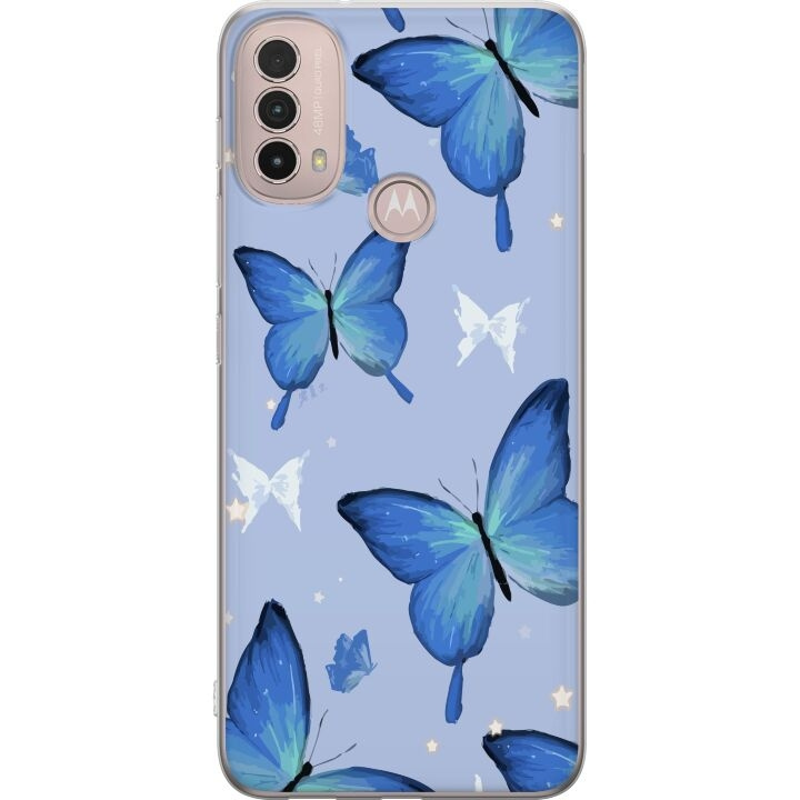 Mobile case for Motorola Moto E40 with Blue butterflies design in the group SMARTPHONE & TABLETS / Phone cases / Motorola at TP E-commerce Nordic AB (A54303)