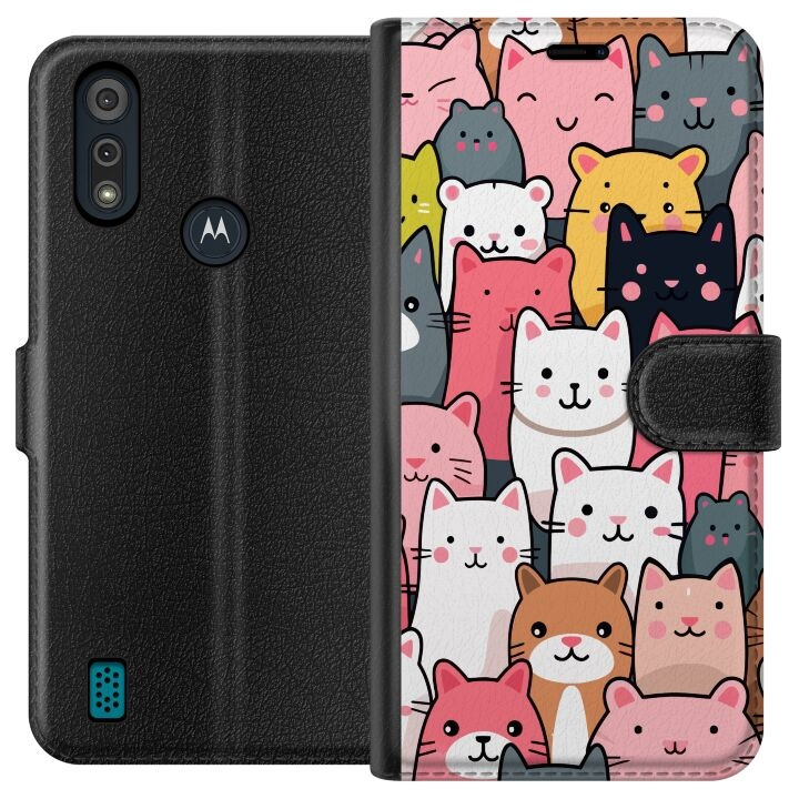 Wallet case for Motorola Moto E6i with Cat pattern design in the group SMARTPHONE & TABLETS / Phone cases / Motorola at TP E-commerce Nordic AB (A54322)