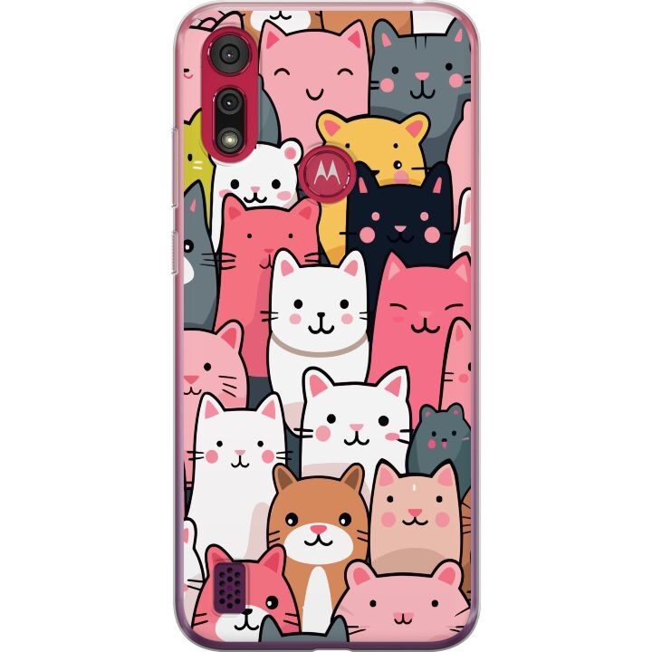 Mobile case for Motorola Moto E6s (2020) with Cat pattern design in the group SMARTPHONE & TABLETS / Phone cases / Motorola at TP E-commerce Nordic AB (A54376)