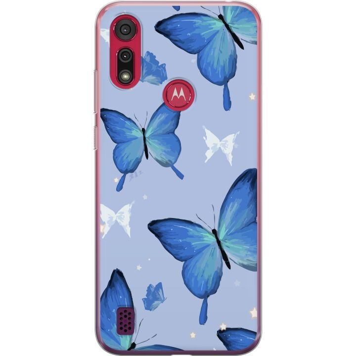 Mobile case for Motorola Moto E6s (2020) with Blue butterflies design in the group SMARTPHONE & TABLETS / Phone cases / Motorola at TP E-commerce Nordic AB (A54384)