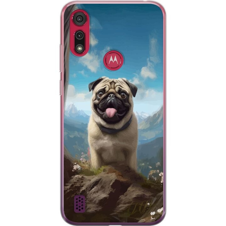 Mobile case for Motorola Moto E6s (2020) with Happy Dog design in the group SMARTPHONE & TABLETS / Phone cases / Motorola at TP E-commerce Nordic AB (A54386)