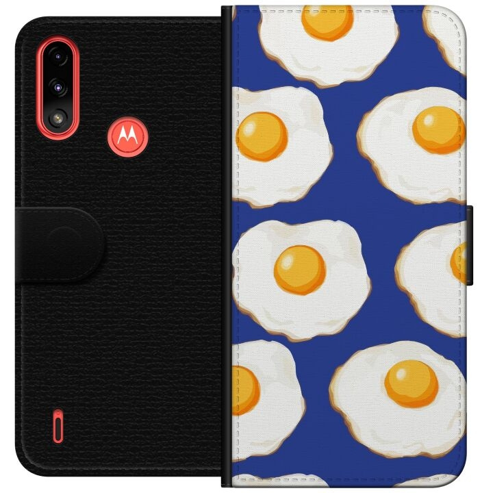 Wallet case for Motorola Moto E7 Power with Fried eggs design in the group SMARTPHONE & TABLETS / Phone cases / Motorola at TP E-commerce Nordic AB (A54428)